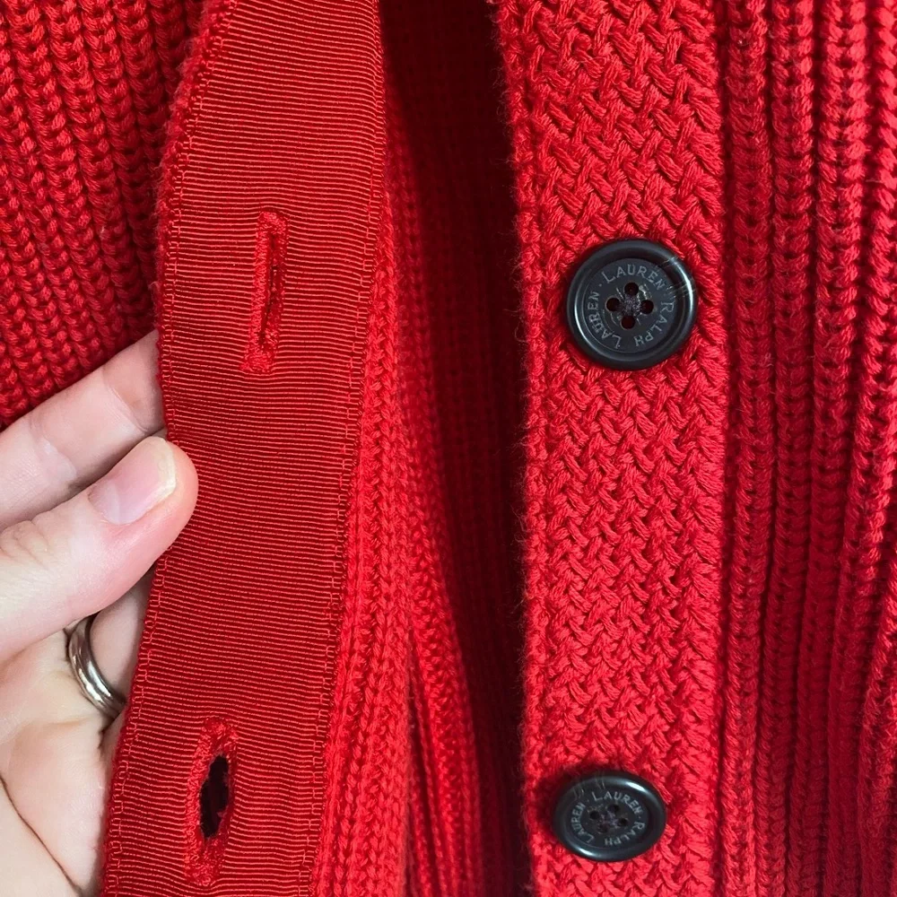 Ralph Lauren Women's Red cotton cardigan Sweater - Picture 6 of 7